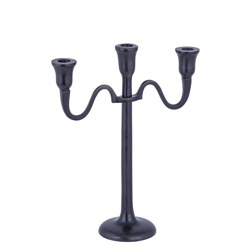 Sm. Cast Aluminum 3-Arm Candle Holder Dark Brown - BROWN-ST - BROWN
