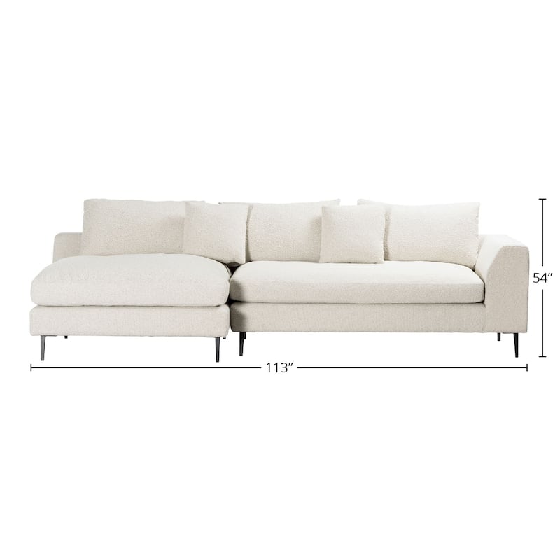 Oslo 113-inch Modern Sectional Sofa with Chaise in Boucle