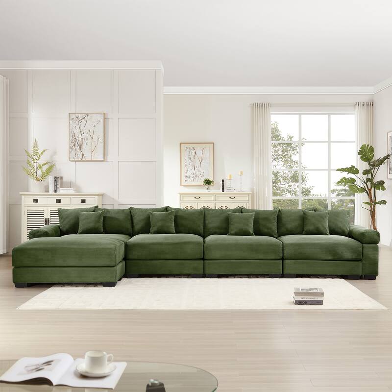 Oversized Corduroy Cloud Modular Sofa with Throw Pillows