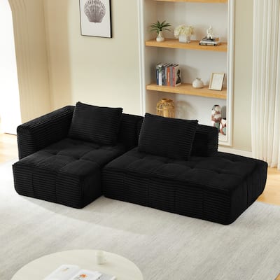 Modular Compressed Couch, Corduroy L-shaped Sectional Sofa with Chaise