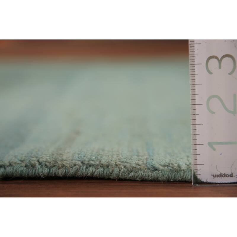 Aqua Green & Blue Modern Gabbeh Oriental Rug Hand-Knotted Wool Carpet - 3'9" x 5'10"