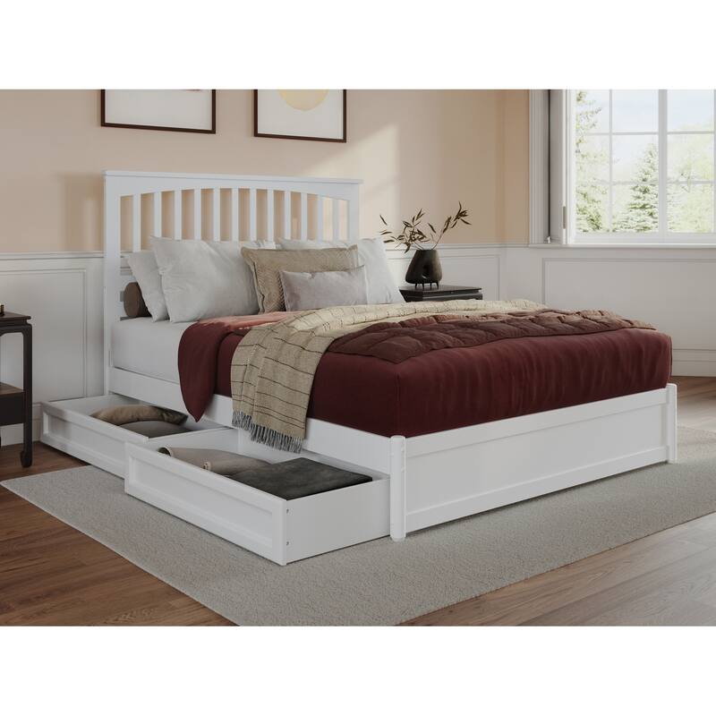 Everett Platform Bed with Panel Footboard and Storage Drawers