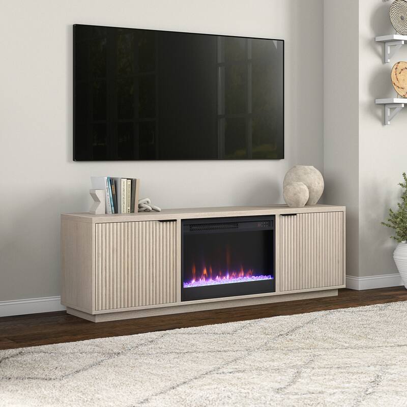 Mansfield Rectangular TV Stand with 26" Crystal Fireplace for TV's up to 78" - 70" Wide
