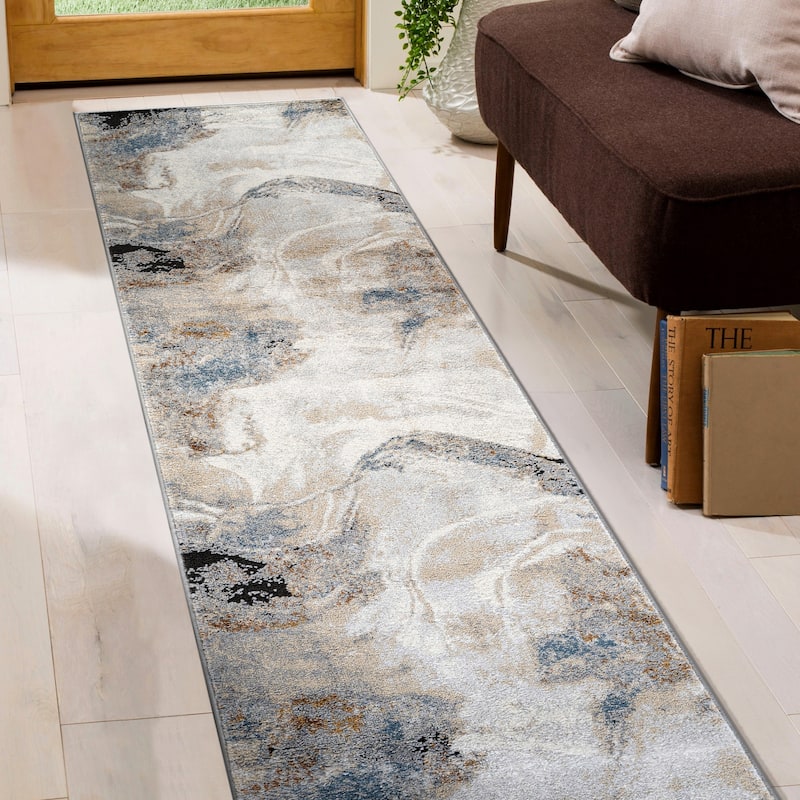 Neutral Desert Drift Area Rug for Living Room, Entryway, or Family Spaces - Easy to Clean and Comfortable Underfoot - 2' 3" x 6'