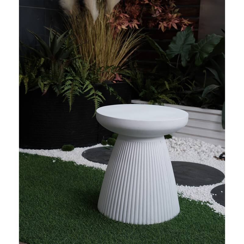 Decorative Garden End Table, 20.3" H Modern Heavy Duty Patio Sturdy Faux Terrazzo