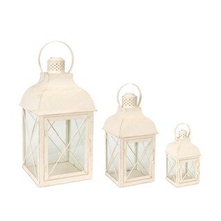 Shop Set Of 3 Antique White Rustic Finished Decorative Iron Candle
