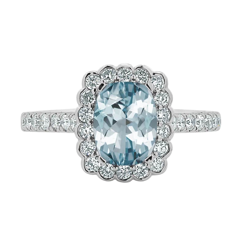 Auriya Vintage 3/4ct Cushion-cut Aquamarine Halo Diamond Engagement Ring 1/2ctw 14k Gold