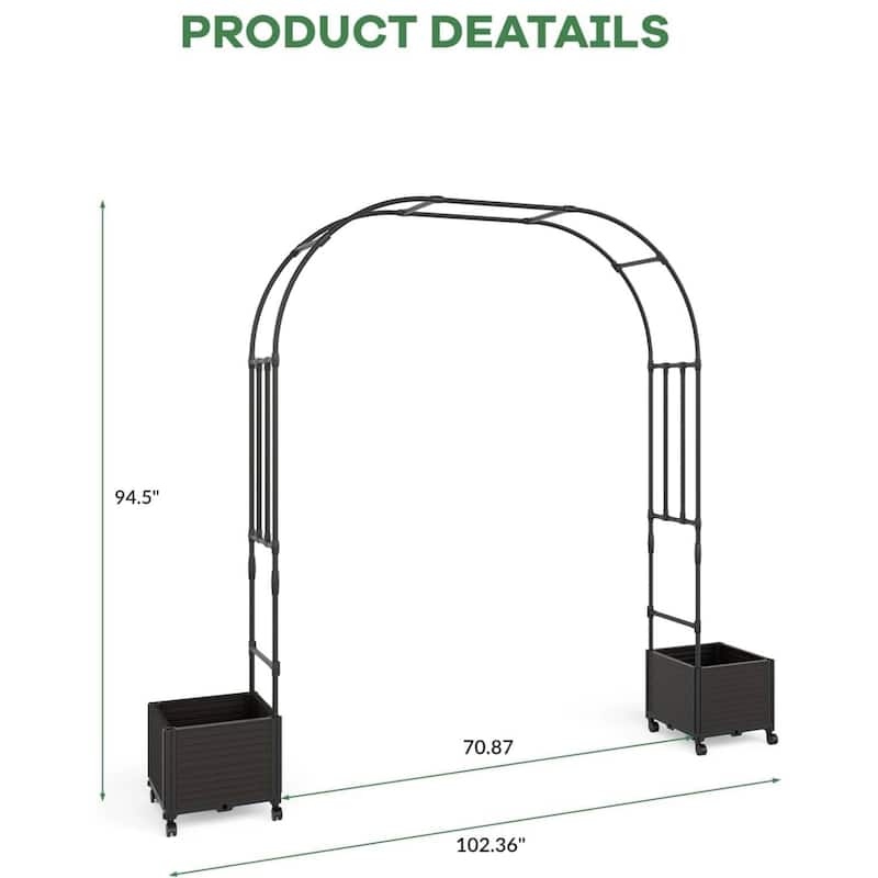 Outdoor Metal Wedding Arch Flowers Frame Backdrop Stand for Plant Climbing, Span 70.9"