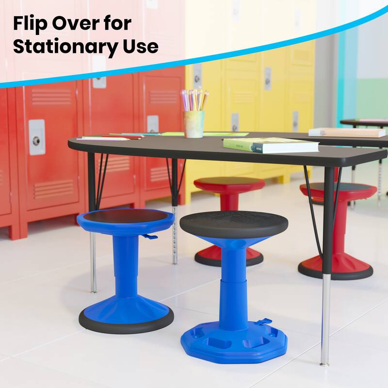 Kids Adjustable Height Active Learning Stool for Classroom and Home - 13"D x 13"W x 13.5" - 18.25"H