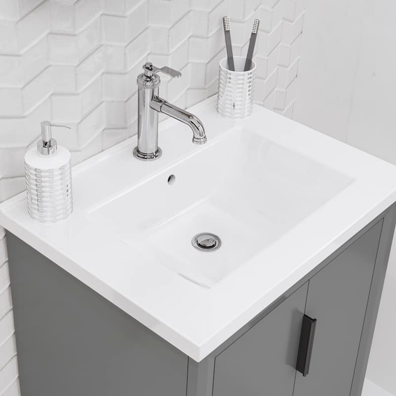 Elise 24 In. Ceramic Sink Top Vanity with Single Faucet