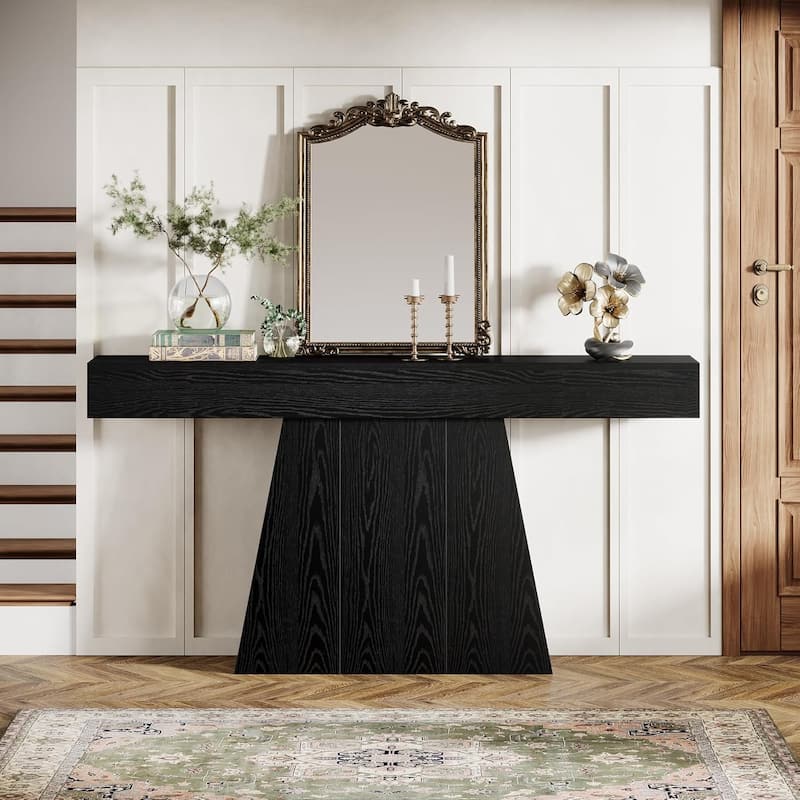 Farmhouse Entryway Table, 63 Inches Black Console Table