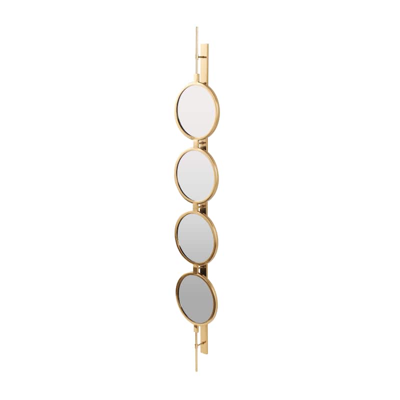 Metal Slim Stacked 4 Layer Room Wall Mirror with Round Pattern - Gold - Roche River Decor - 2"W x 8"L x 49"H