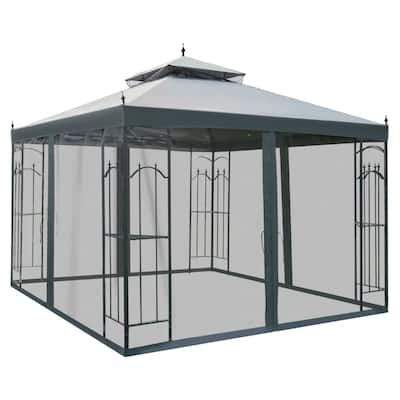 Polyester Steel Outdoor Gazebo with Shelves and Netting