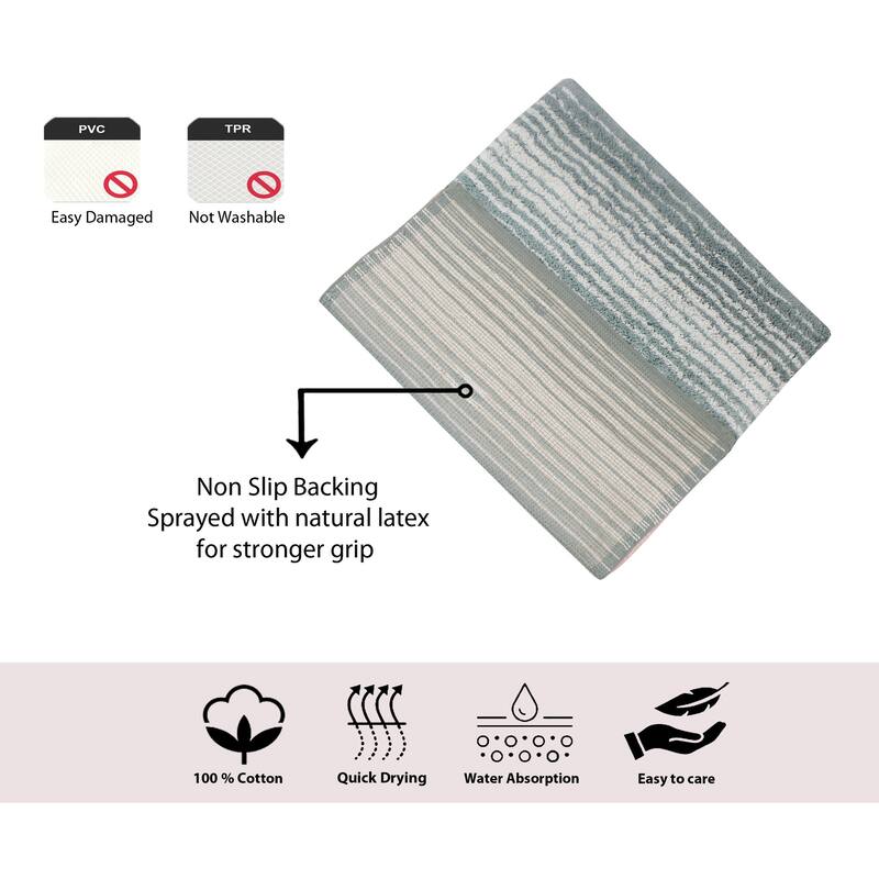 Gradiation Rug Collection 100% Cotton Non-Slip Bathroom Rug Set, Machine Washable Bath Rug, 5 Piece Bath Mat Set with Contour