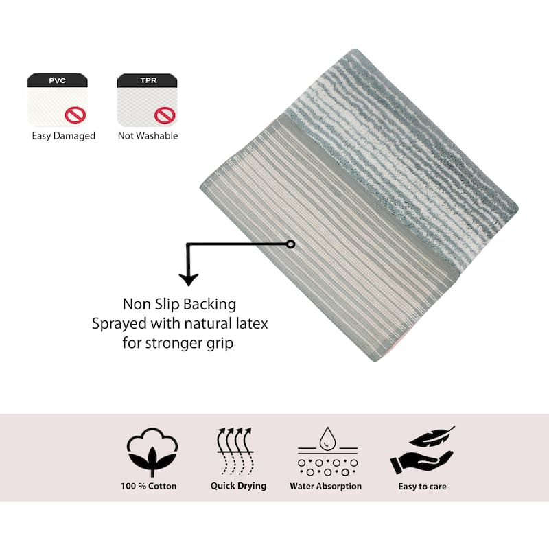 Gradiation Collection Absorbent Cotton Machine Washable Bath Rug - Grey