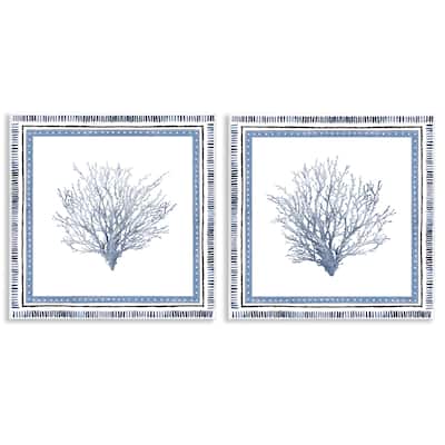 Stupell Maritime Coral Tendrils Wall Plaque Art Design By Lanie Loreth (Set of 2)