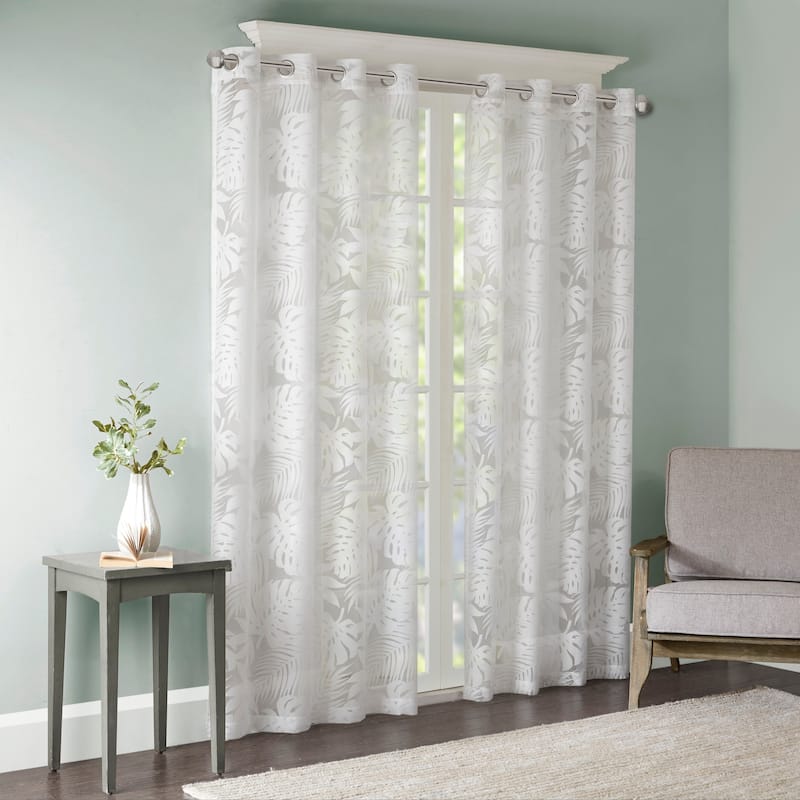 Madison Park Kauna Palm Leaf Burnout Window Curtain Sheer
