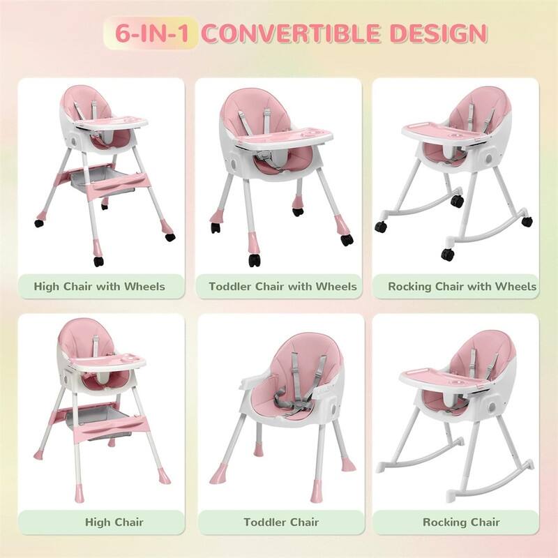 6-in-1 Portable Feeding Rocking Seat Baby High Chair