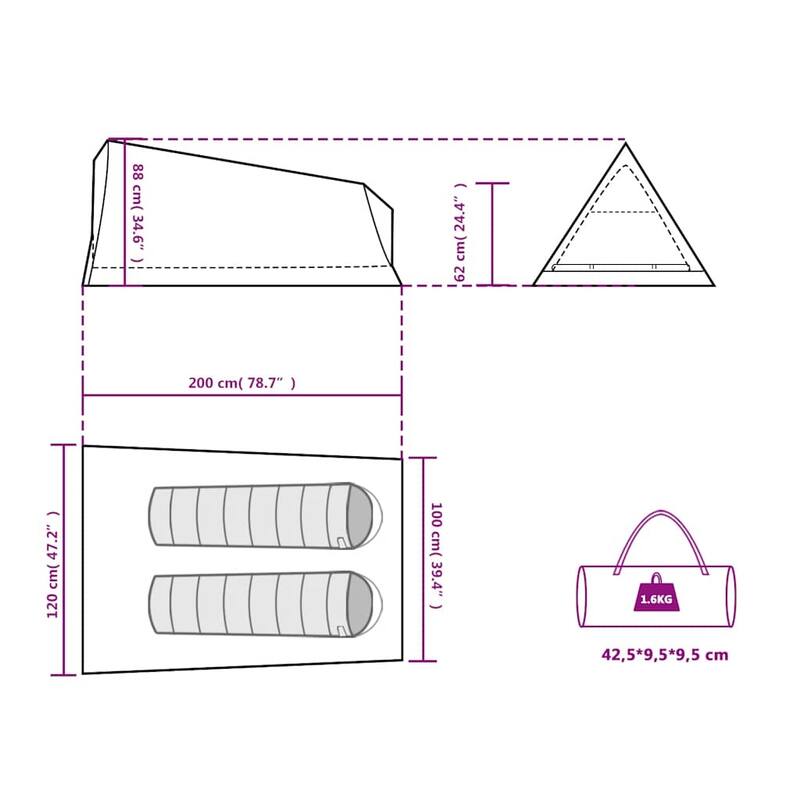 vidaXL Camping Tent 2-Person Waterproof
