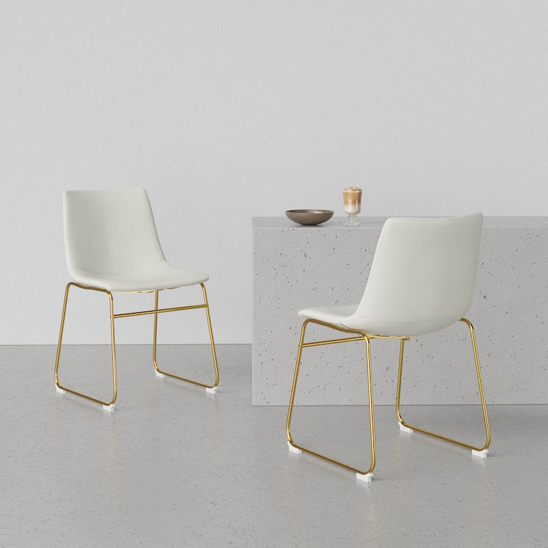 Petra Vegan Leather Side Chairs with Gold Legs (Set of 2)
