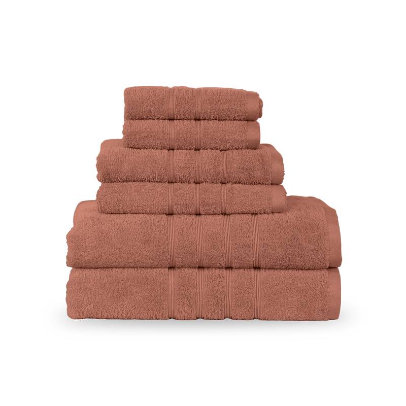 Martex Ultimate Performance Cotton Low-Lint Soft Absorbent Towel Set - 6 Piece Set - Terracotta