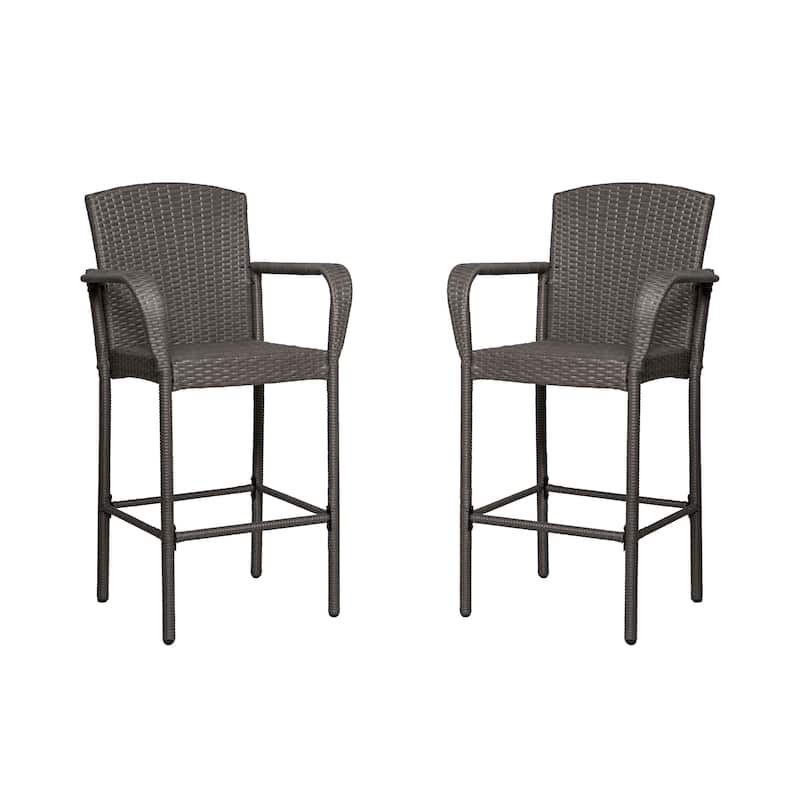 Gibford Outdoor Wicker Barstools (Set of 2)