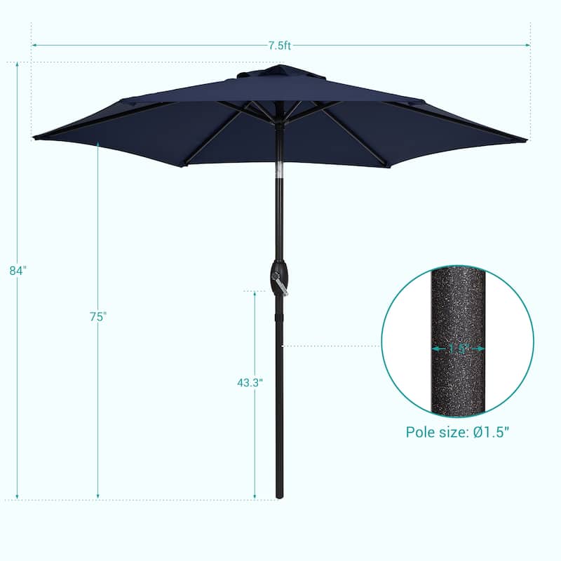 Bonosuki 7.5-foot Waterproof Sunshade Canopy Patio Umbrella