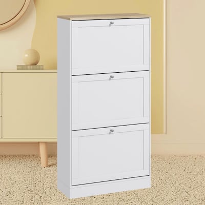 Space-Saving Shoe Rack Organizer Cabinet for Entryway, Hallway with Adjustable Shelves for 18 Pairs of Shoes Storage