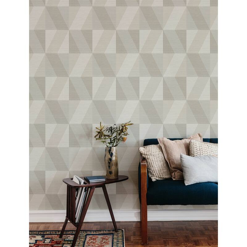 A-Street Prints Winslow Bone Geometric Faux Grasscloth Wallpaper