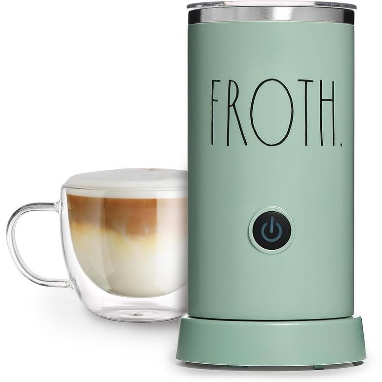 Rae Dunn Electric Milk Frother Steamer -Automatic Milk Steamer and Frother, Hot and Cold Foam Maker- 550 Watt - Sage
