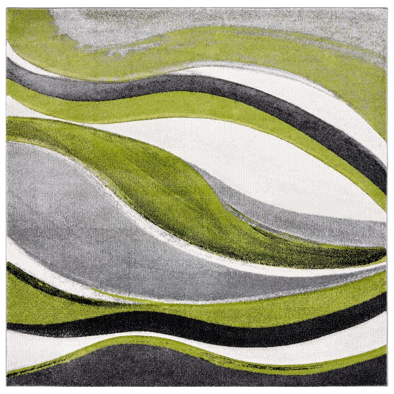 SAFAVIEH Hollywood Deep Mid-Century Modern Abstract Rug - 6'7" x 6'7" Square - Grey/Green