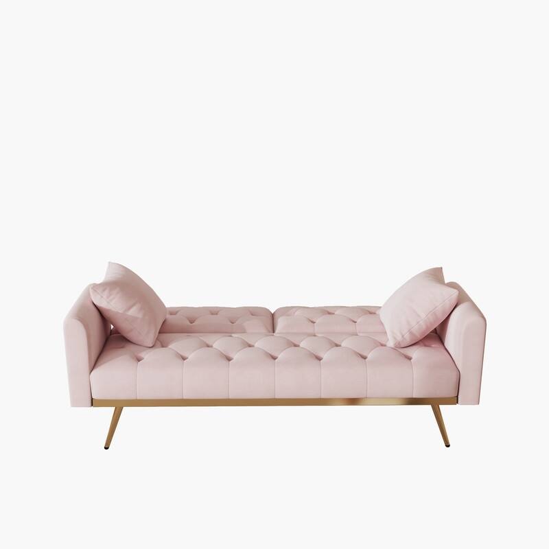 Sofa Bed 68.3" Velvet Tufted Back Convertible Sofa
