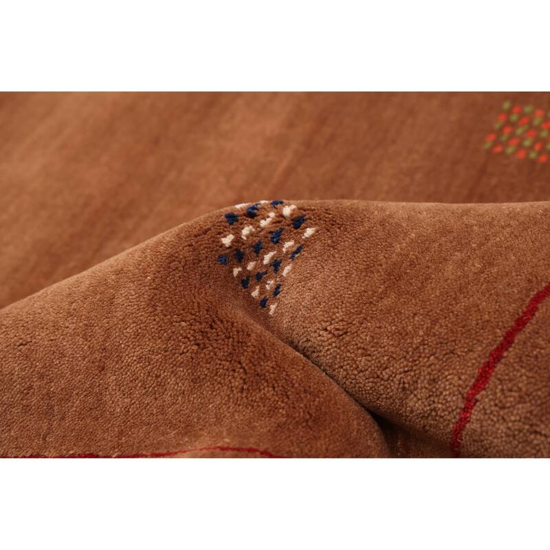 ECARPETGALLERY Hand Loomed Kashkuli Gabbeh Brown Wool Rug - 4'11 x 6'10