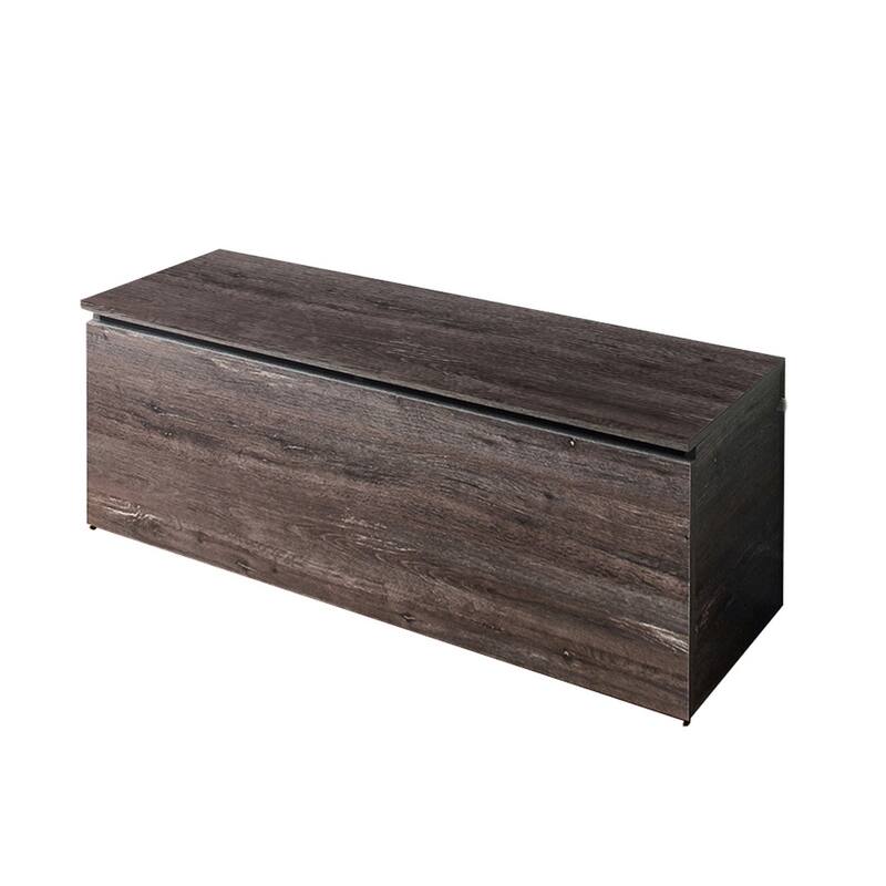 Lean Storage Bench Chest with Safety Hinges, Lift Top, Farmhouse Gray Wood