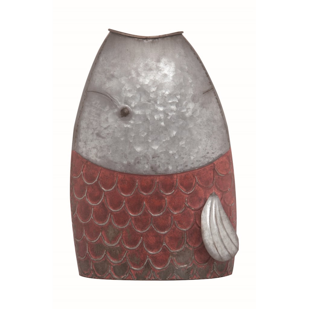 Transpac Metal 13.5 in. Multicolor Spring Fish Shaped Flower Vase For Home Decorations
