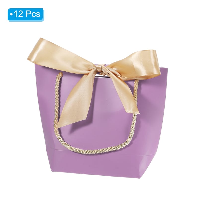12pcs 8.3"x2.8"x6.7" Gift Bags with Handles Small Favor Bag with Bow