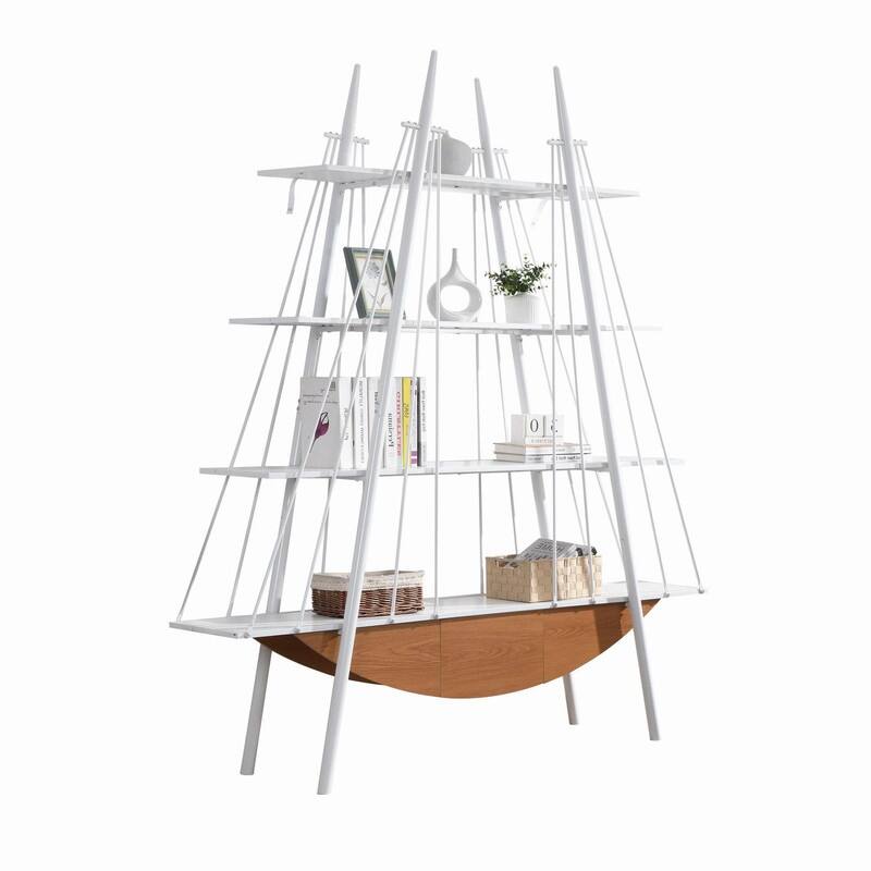70.87" Industrial 4-Tier Open Storage Shelf with Drawer, Wooden & Metal Freestanding Bookcase