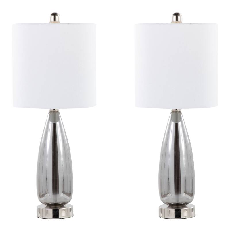 Bottega 21.5" Glass Accent Lamps with Linen Shades (Set of 2)