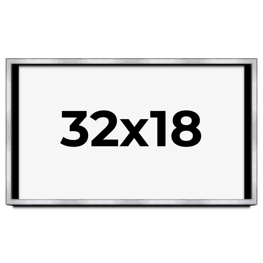 32x18 Shadow Box Frame Silver | 1.375 Inches Deep Real Wood