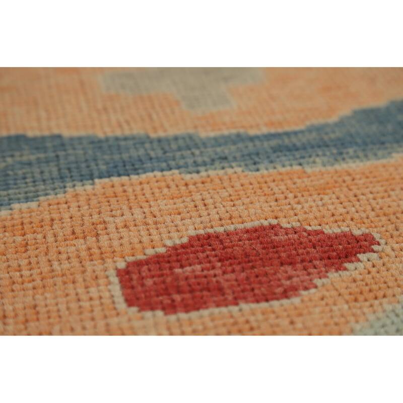 Hand Knotted Oriental 100% Wool Carpet Transitional Geometric Beige & Ivories Oushak Area Rug - 9' 1'' X 8' 0''