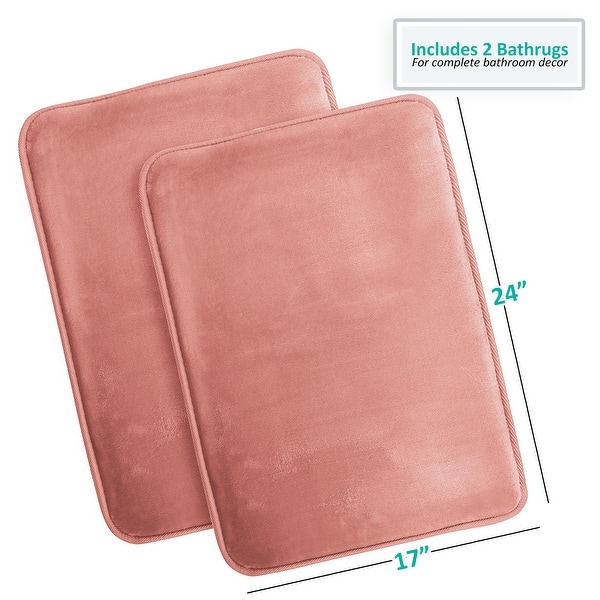 dimension image slide 50 of 58, Clara Clark Ultra Soft Plush Bathroom Rug - Non-Slip, Velvet, Memory Foam Bath Mat - Set of 2