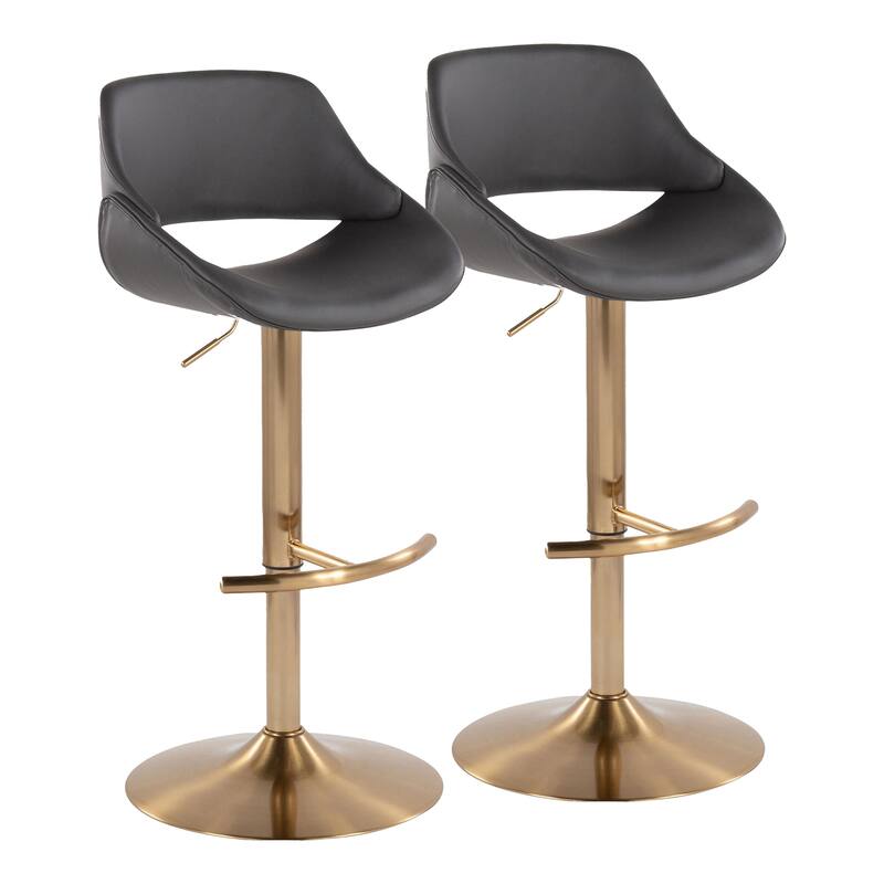 Silver Orchid Svellingen Adjustable Bar Stool with Rounded T Footrest - Set of 2