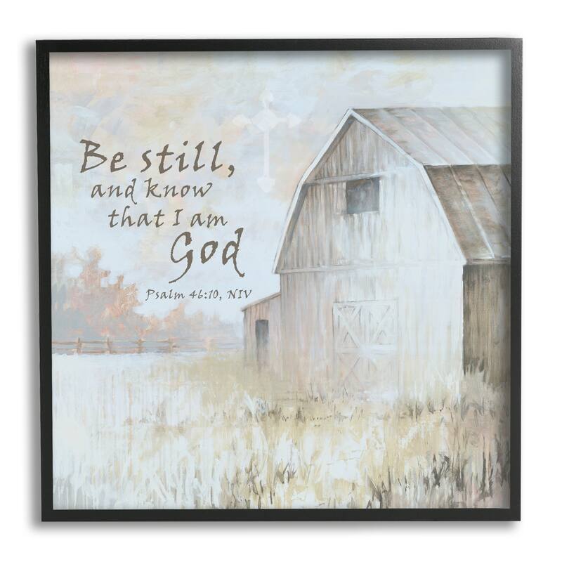 Stupell Religious Psalm Verse Rural Country Barn Farmland Framed Wall Art, Design by White Ladder