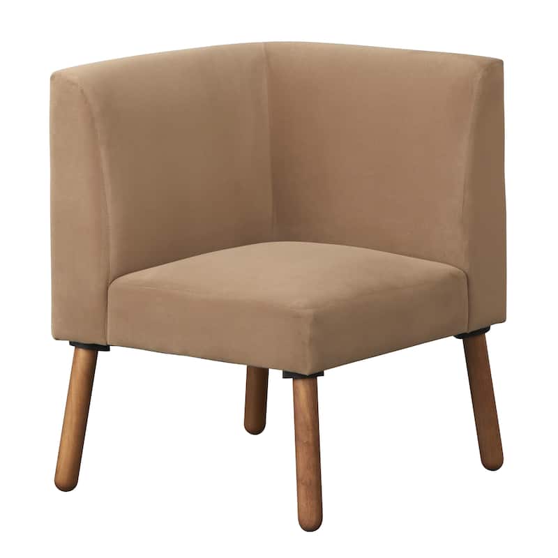 Lifestorey Gather Solid Wood Upholstered Corner Chair - Tan Velvet