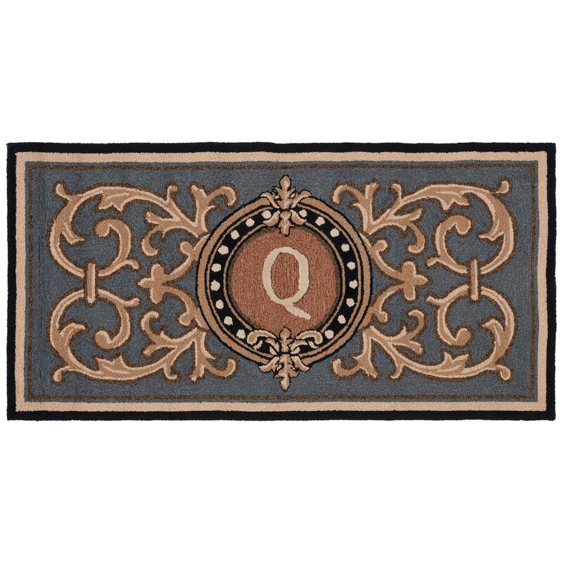 SAFAVIEH Handmade Monogram Griseldis Casual Rug - 3' x 6' Runner - Q - Blue - Runner