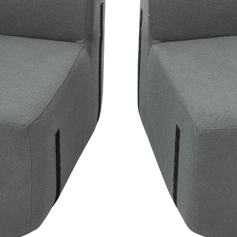 Curved Modular Sectional Sofa, Compressed 4-Seater Foam Couch, Comfy Wool Fabric Upholstered Sofa for Living Room, Bedroom