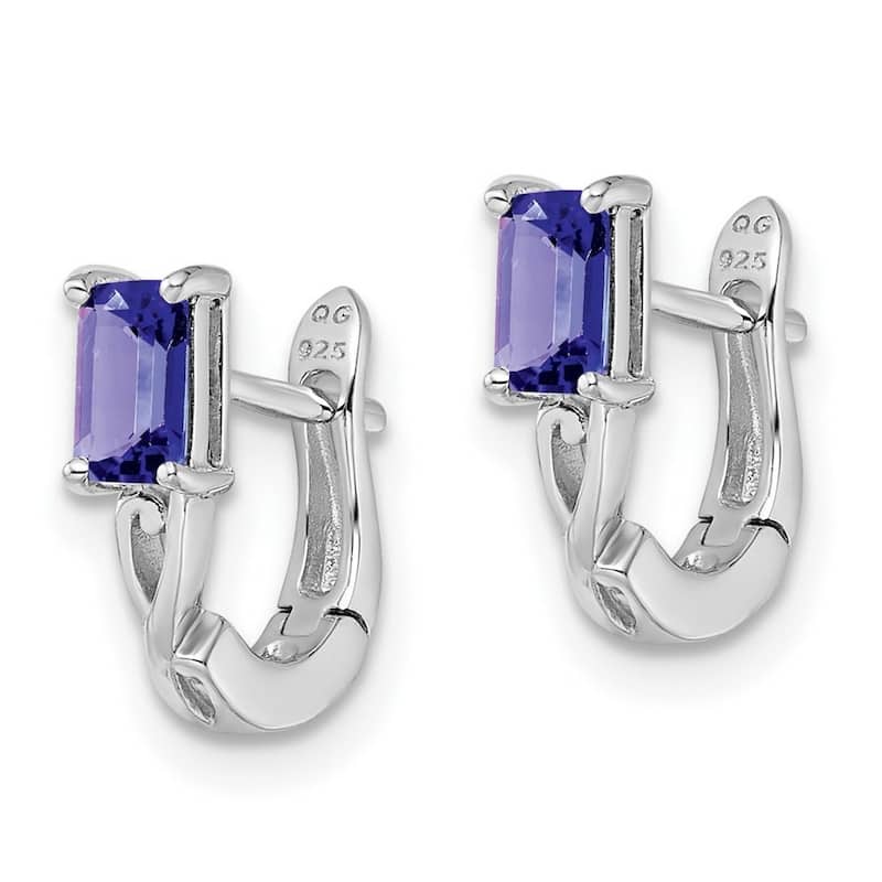 Curata 925 Sterling Silver 12x4mm Tanzanite Hinged Hoop Earrings