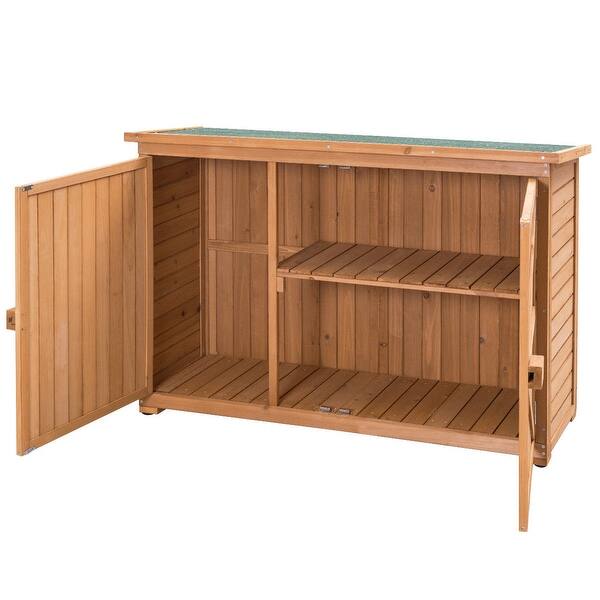 Shop Gymax Double Doors Fir Wooden Garden Yard Shed Lockers