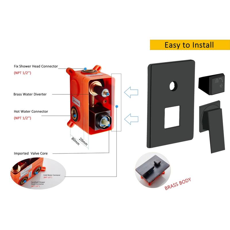 Shower Faucet System Combo Kit with Head in Bronze(Valve Included)