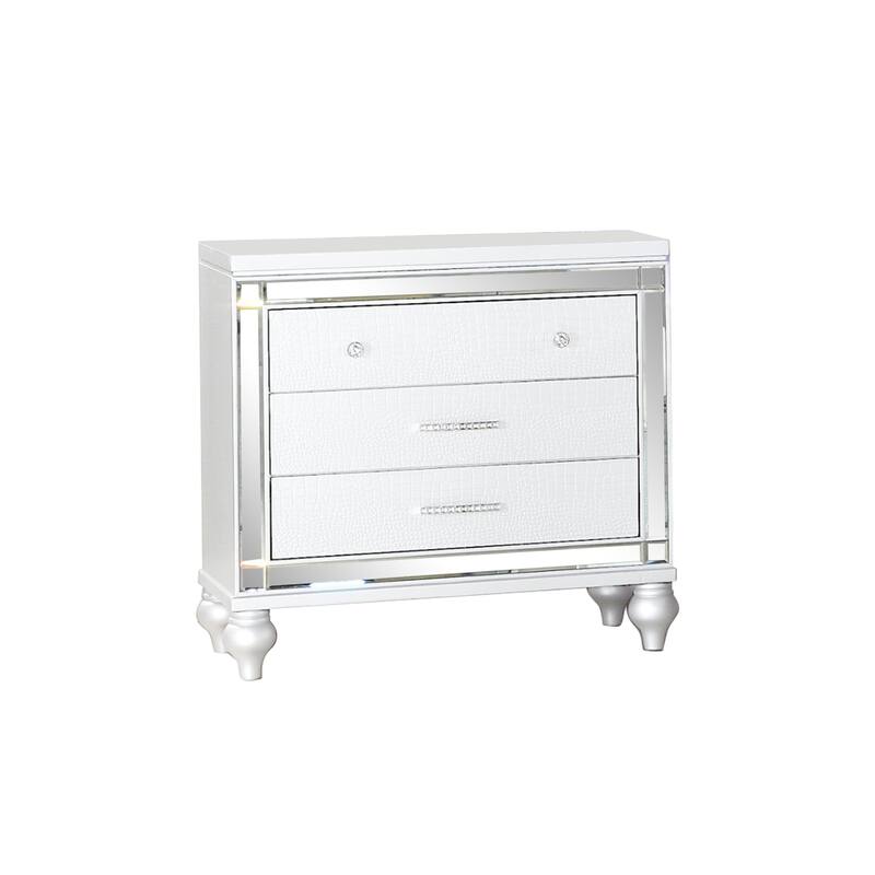 Sterling Contemporary 3-Drawer Nightstand with Mirror Inserts and Ambient LED Light